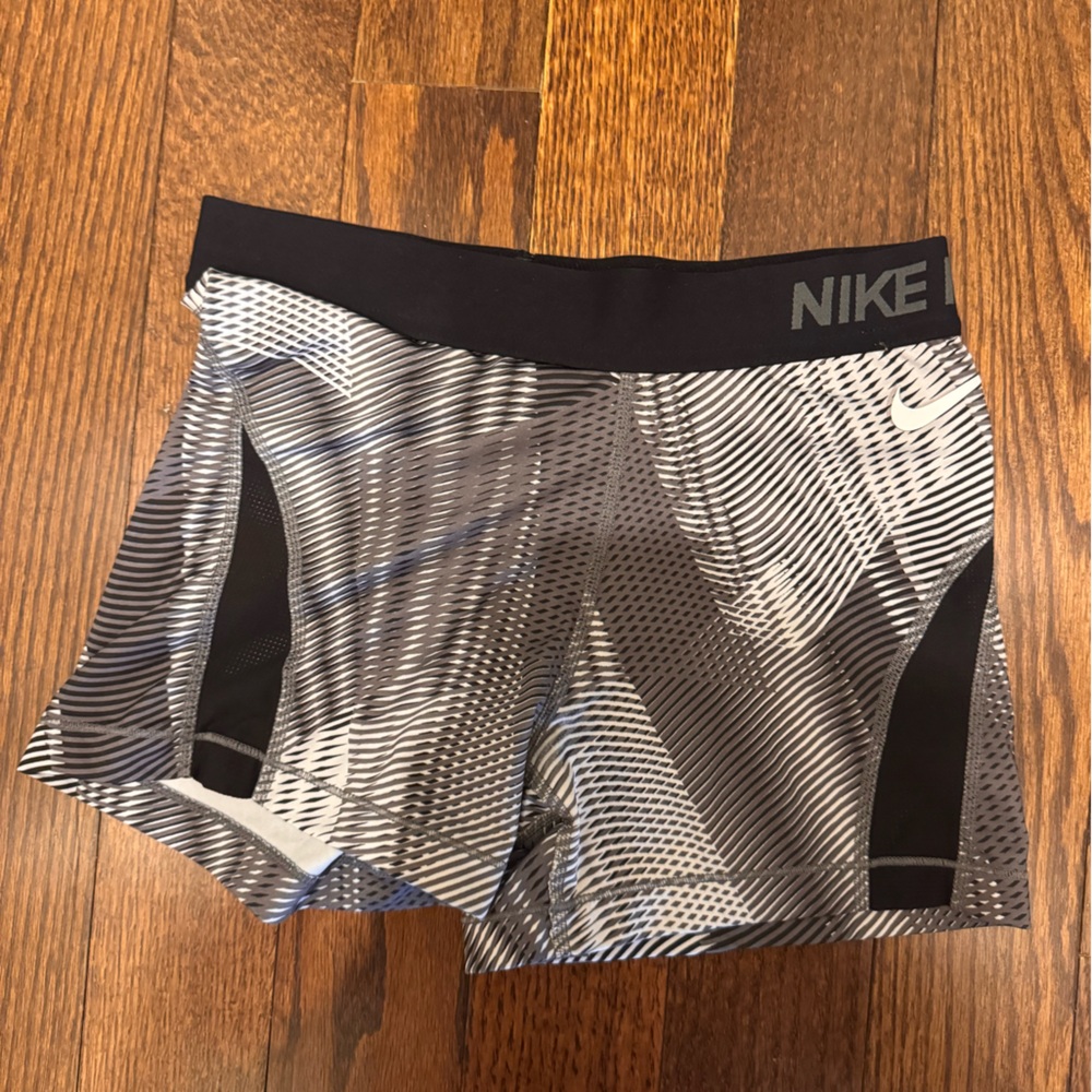 Nike Pro Beige and Black Athletic Shorts